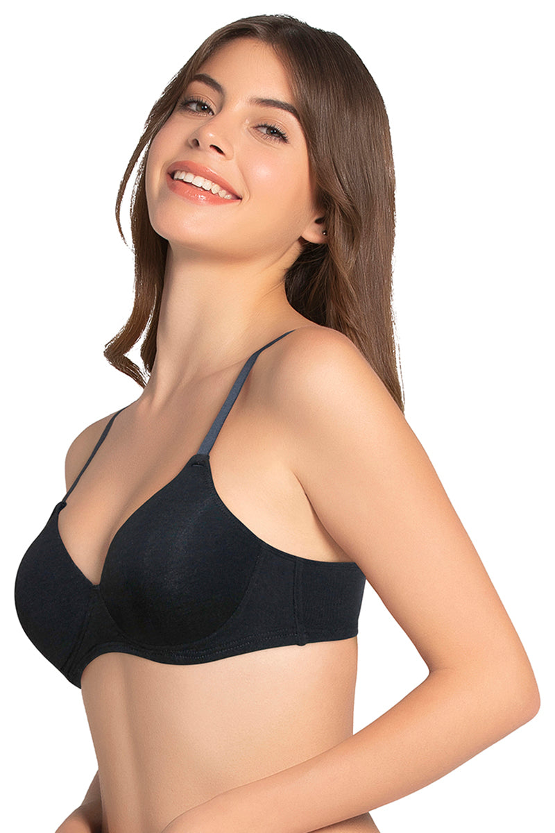 Cotton Dream Padded Non Wired T-shirt Bra - Black