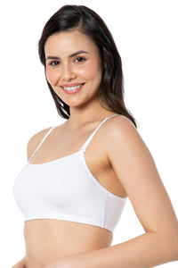 Solid Non Padded Non-Wired Cami Bra - White thumbnail 2