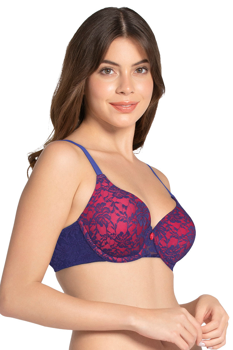 Lace Dream Padded Wired Lace Bra - Royal Blue_N.P