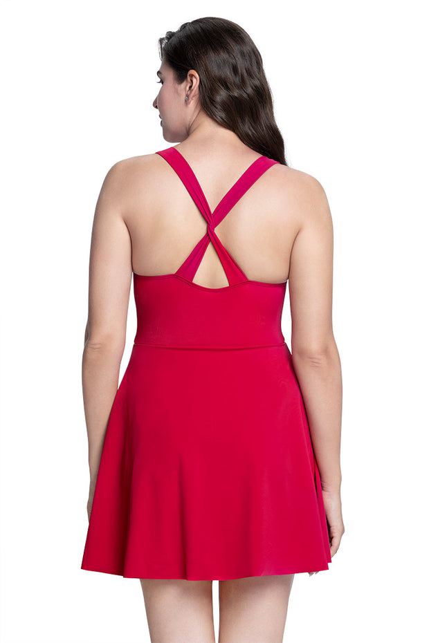 Round Neck Padded Swim Dress - Bull Fight