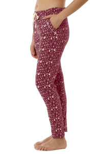 Full Length PJ Bottom - Burgundy Coffee Print thumbnail 2