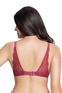 Fantasy Back Solid Padded Wired Lace Bra - Autumn Rose thumbnail 2