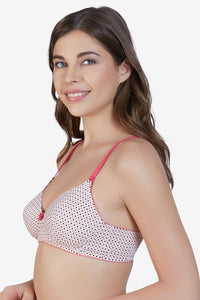 Delicate Dots Padded Non-Wired T-Shirt Bra - Rosebud-Black Dots thumbnail 4