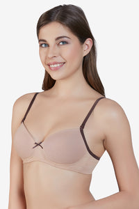 Radiant Chic Padded Non-Wired Bra - Nude-Chocolate thumbnail 4