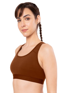 Energize Medium Impact Round Neck Sports Bra - Potting Soil thumbnail 2