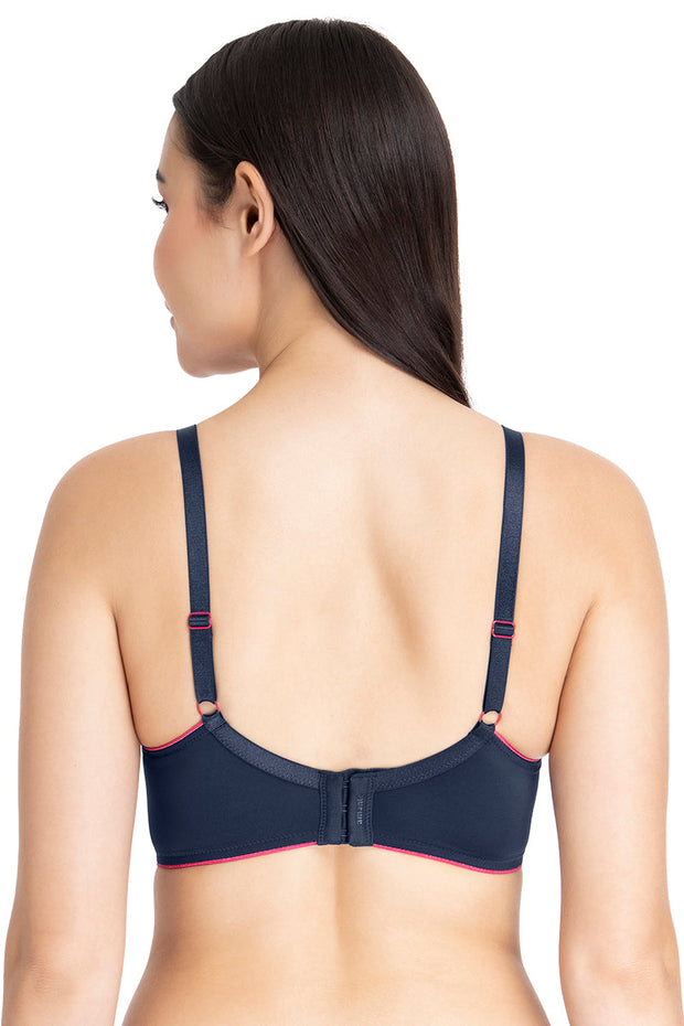 Casual Chic Solid Padded Non-Wired T-Shirt Bra - Midnight-Red Obsession