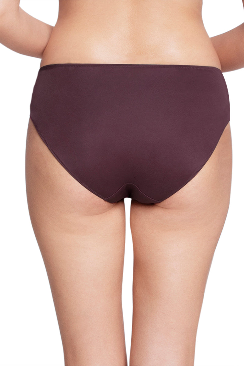 Lace Low Rise Seamed Bikini Panty - Fig