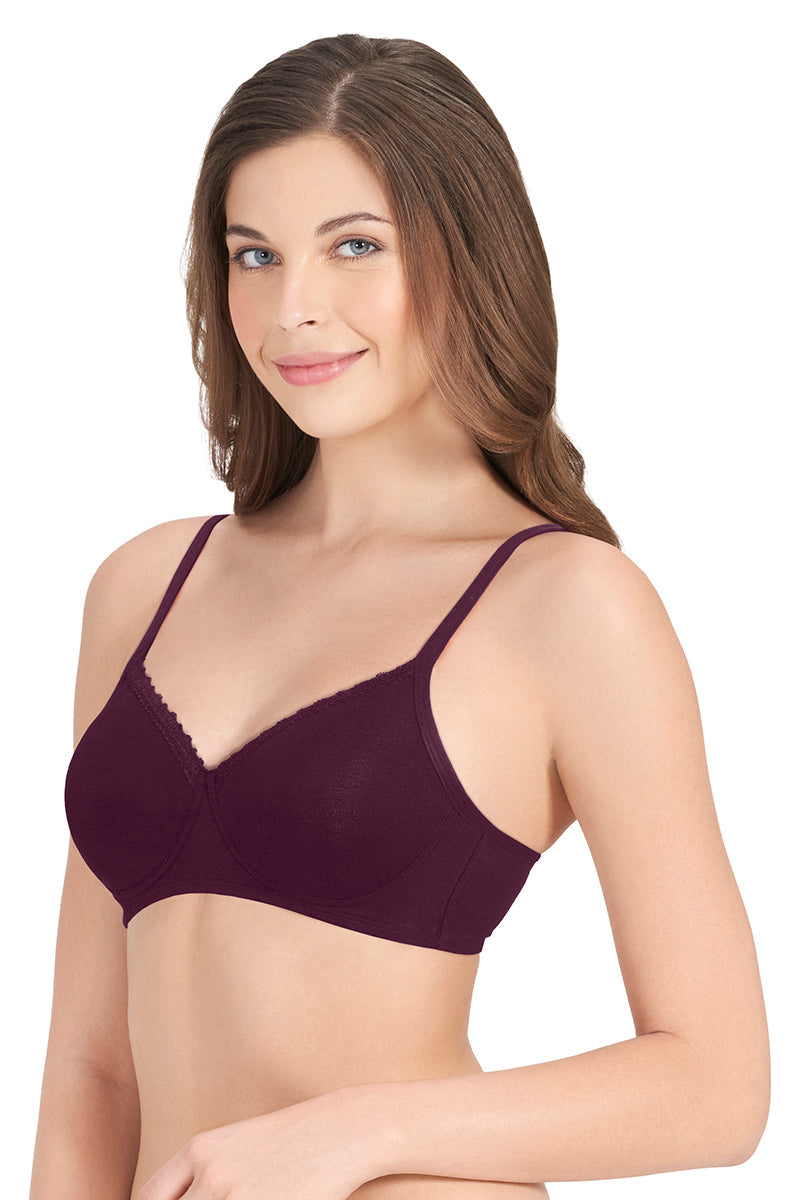 Cotton Casual Padded Non-wired T-shirt Bra - Potent Purple