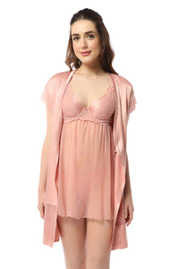 Eternal Bliss Satin Robe - Mellow Rose thumbnail 2