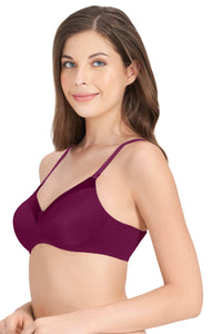 Satin Edge Padded Non-wired T-shirt Bra - Plum Caspia thumbnail 2
