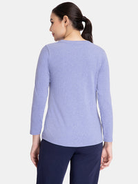 Essential Long Sleeve Round Neck T-Shirt - Infinity Blue Marl thumbnail 2