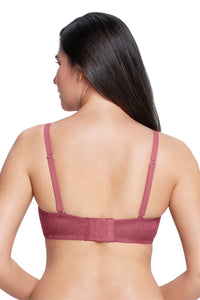 Satin Touch Strapless Padded wired Lace Bra - Autumn Rose thumbnail 2
