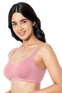 Cotton Super Support Solid Non Padded Non-Wired Bra - Mesa Rose thumbnail 2