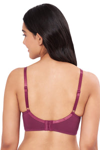 All-Day Elegance Solid Non Padded Non-Wired Super Support Bra - Red Plum thumbnail 2