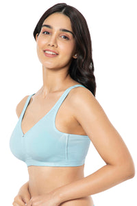 Cotton Chic Support Solid Non Padded Non-Wired Bra - Porcelain Blue thumbnail 2