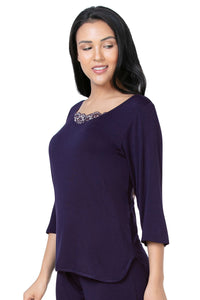 Lace Touch Sleep Top - Midnight thumbnail 3