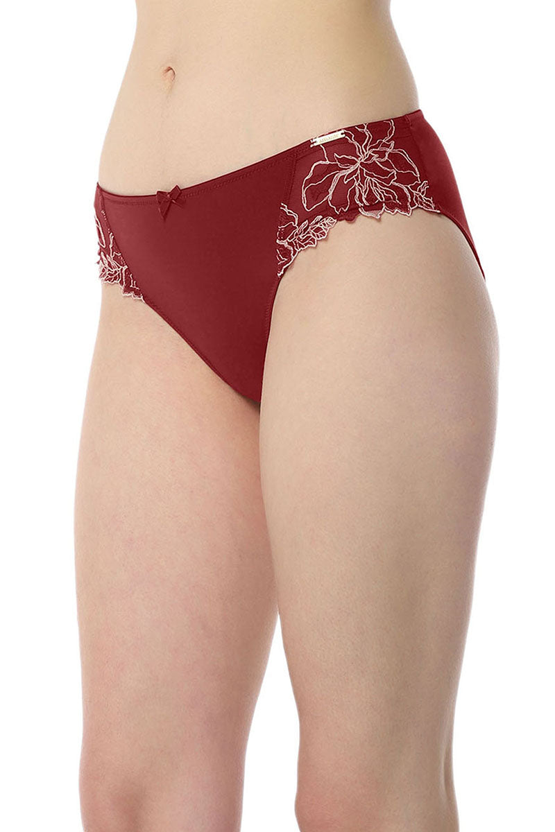 Floral Chic Bikini Panty - Red Berry & Sepia Rose