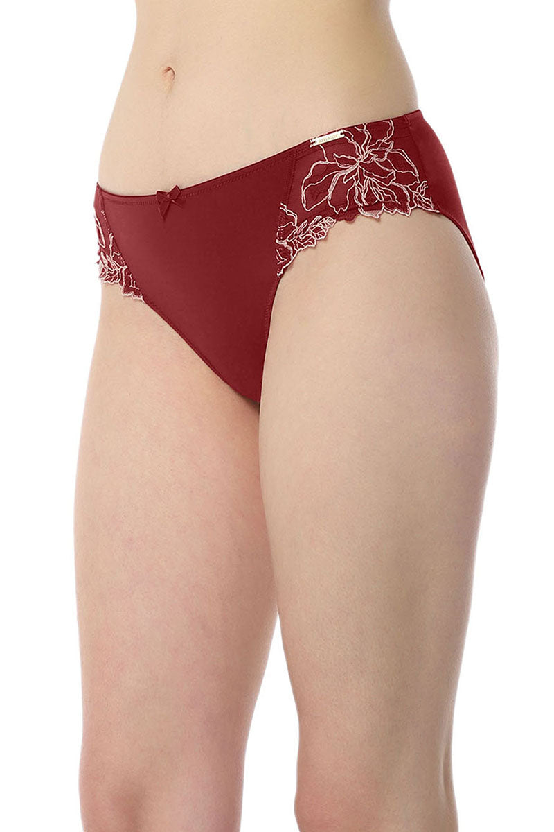 Floral Chic Bikini Panty - Red Berry & Sepia Rose - Image 2 of 5