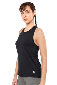 Flaunt Racerback Round Neck Tank Top - Jet Black thumbnail 2