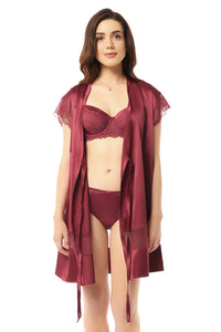 Eternal Bliss Satin Robe - Rio Red thumbnail 2