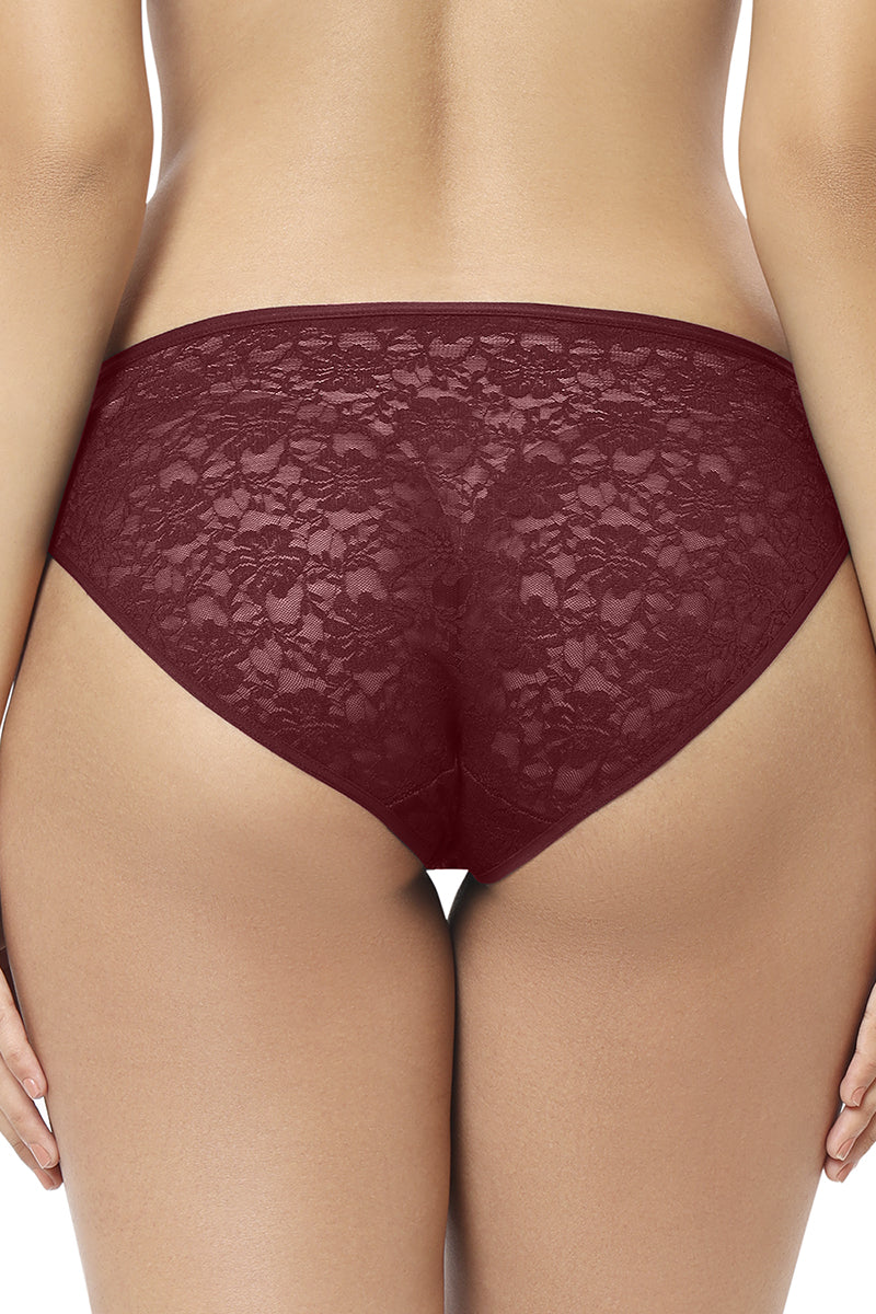 Floral Romance Low Rise Bikini Panty - Maroon