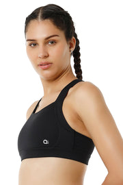 Energize High Impact Round Neck Sports Bra - Jet Black