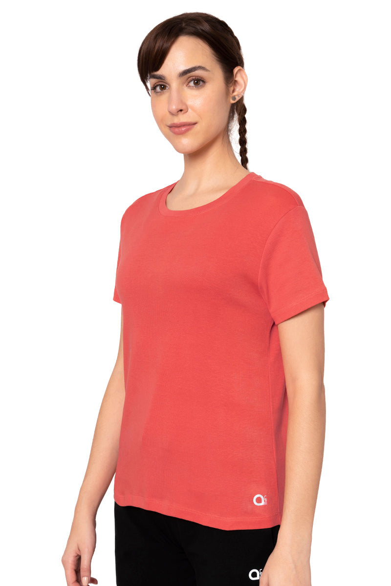Essential Basic Short Sleeve Round Neck T-Shirt - Cayenne