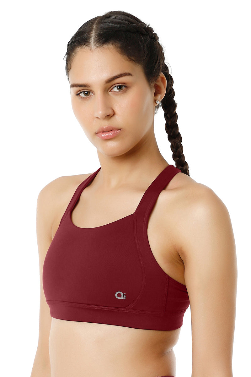 Energize High Impact Round Neck Sports Bra - Chocolate Truffle - Image 2 of 6