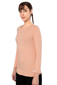 Essential Long Sleeve Round Neck T-Shirt - Peach Blossom Marl thumbnail 2