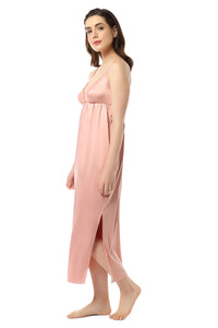 Eternal Bliss Full-length Satin Chemise - Mellow Rose thumbnail 2