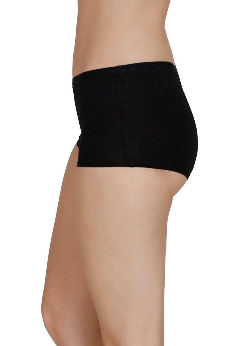 Solid Mid Rise Boyleg Panty - Black