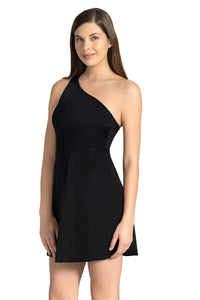 One shoulder Swim Dress - Black thumbnail 2