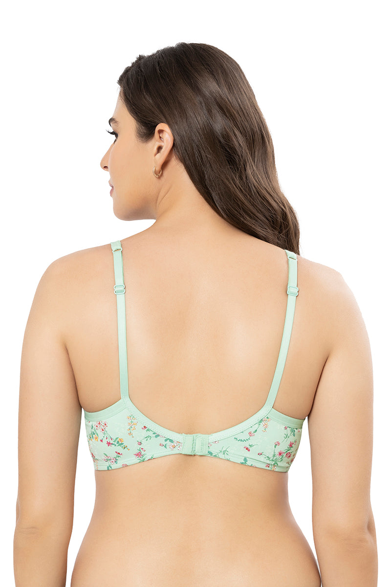 Cotton Casuals Padded Non-Wired Printed T-Shirt Bra - Cotton Ditsy Print