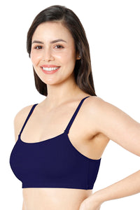 Solid Non Padded Non-Wired Cami Bra - Medieval Blue thumbnail 2