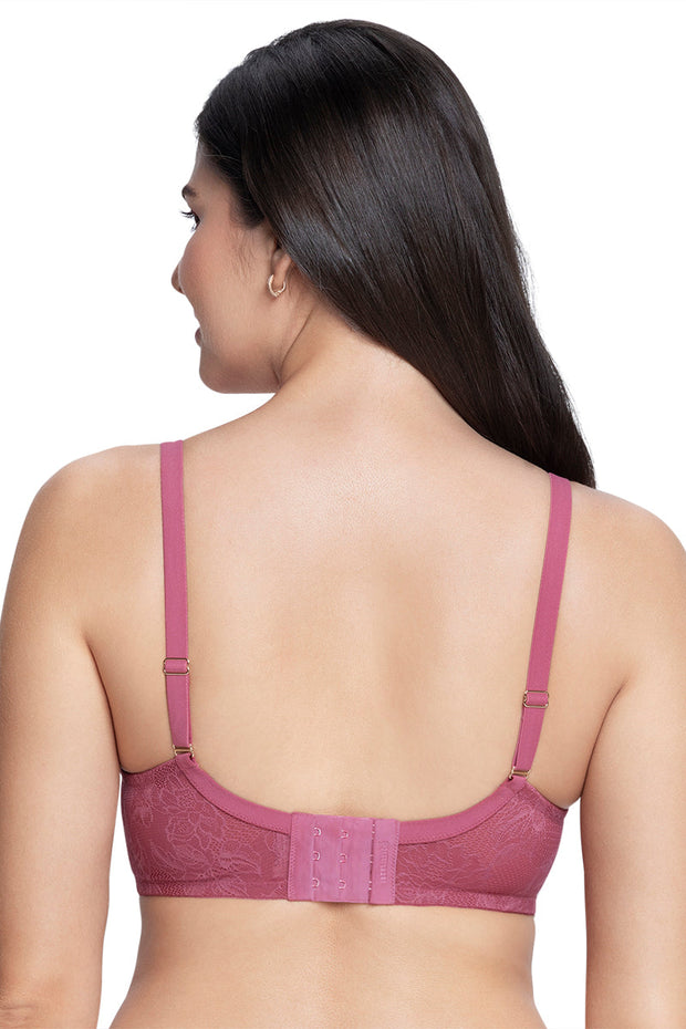Satin Touch Padded Non-Wired Lace Bra - Malaga
