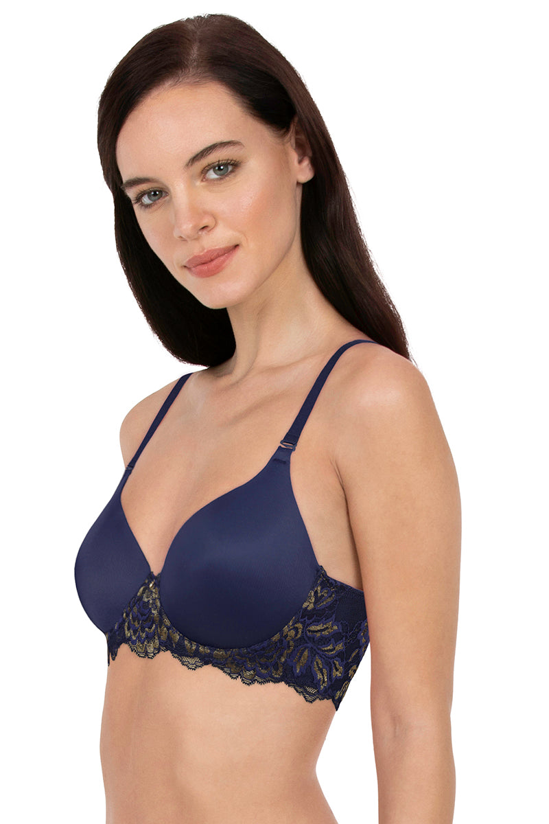 Lace Legacy Padded Wired Lace Full Cover T-shirt Bra - Midnight
