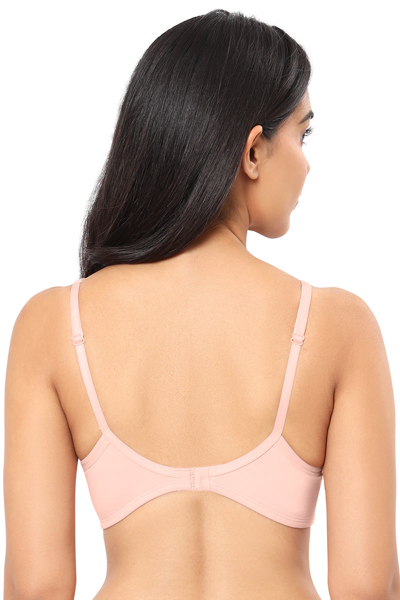 Cotton Casual Lightly Padded Non-Wired Full Coverage T-Shirt Bra - Impatiens Pink