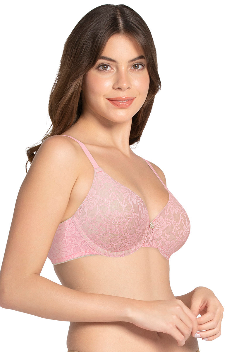 Lace Dream Padded Wired Lace Bra - Salmon Rose_A.R