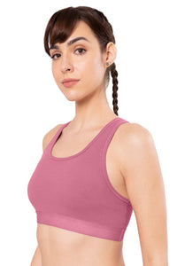 Energize Medium Impact Round Neck Sports Bra - Heather Rose thumbnail 2