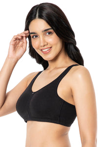 Cotton Daily Support Solid Non Padded Non-Wired Bra - Black thumbnail 2