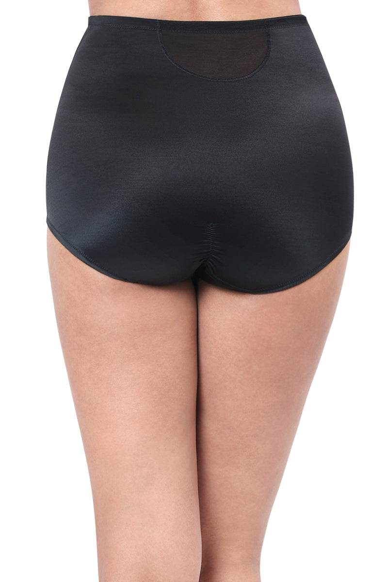 Solid Full Coverage High Rise Tummy Control Panty - Black