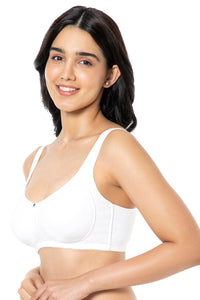 Cotton Super Support Solid Non Padded Non-Wired Bra - White thumbnail 2