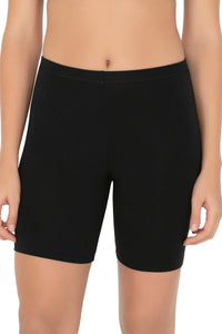 Smooth Mid-thigh Cotton Shortie Liner (Pack of 2) - Black-White thumbnail 2