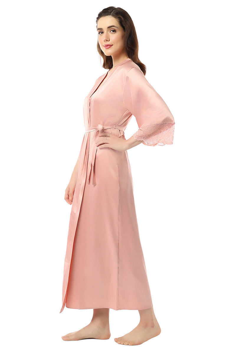 Buy Eternal Bliss Full length Satin Robe Mellow Rose amante