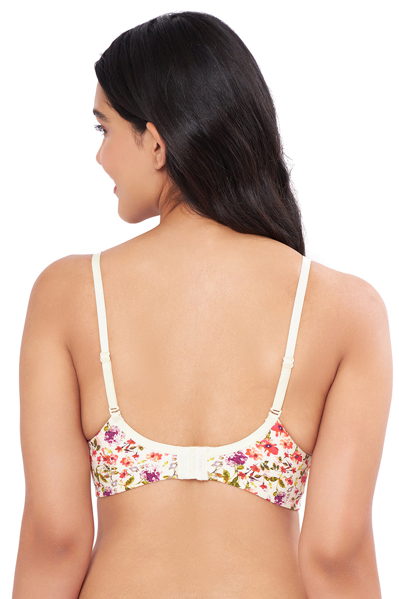 Buy Padded Non-Wired Full Cup Floral Print T-shirt Bra in Light