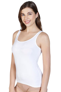 Broad Straps Body Hugging Modal Vest - White thumbnail 2