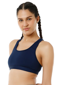 Energize Medium Impact Round Neck Sports Bra - Pageant Blue thumbnail 2