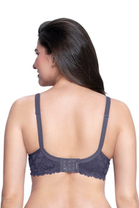 Strappy Bliss Solid Padded wired Lace Bra - Graystone thumbnail 2