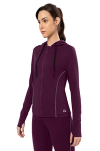 Flaunt Hoodie Full Sleeve Active Jacket - Blackberry Wine thumbnail 2