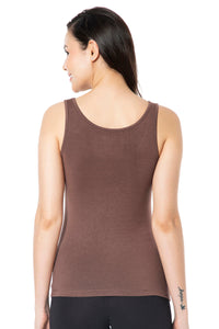 Broad Strapped Body Hugging Modal Vest - Cacao Nibs thumbnail 3